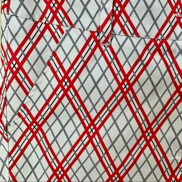 GG BLUE Golf Shorts Diamond Plaid Long Short Red White Grey Size 6 - Picture 13 of 16